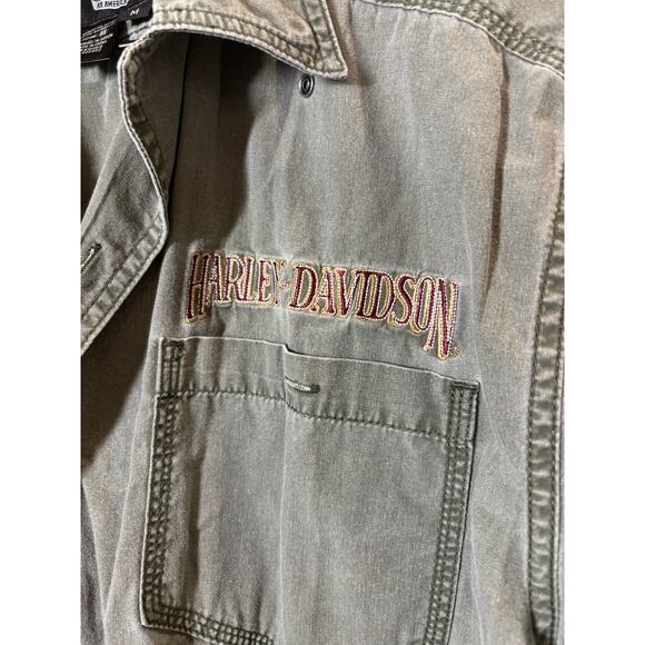 Harley Davidson Button Up Sort Sleeve Size Medium - Picture 4 of 6